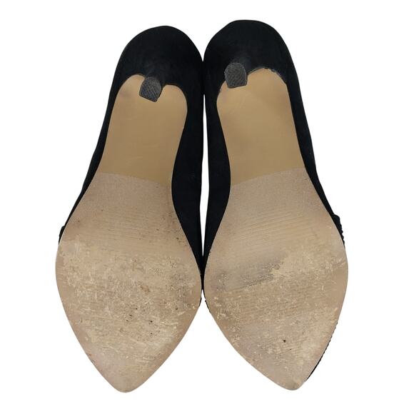 APT. 9! BLACK VEGAN SUEDE LEATHER MICRO-JEWELED TOE IN BLACK HEELS, PUMPS! SZ 8M - Picture 9 of 10